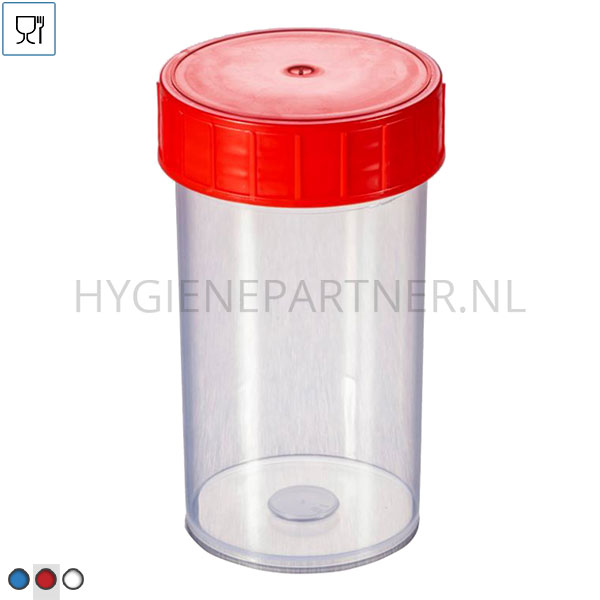 HC401320-40 Monsterpot PP steriel met schroefdop Ø52x102 mm 180 ml transparant rode dop