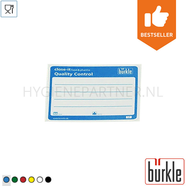 HC401407-30 Burkle Close-it etiket Food & Pharma Maxi 150x150 mm blauw