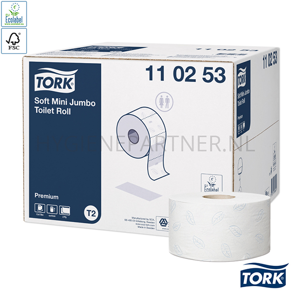 PA051018 Tork zacht toiletpapier Mini Jumbo 2-laags Premium T2 wit