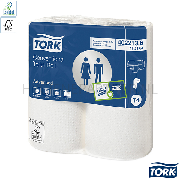 PA051033 Tork Conventional toiletpapier 2-Laags Advanced T4 wit