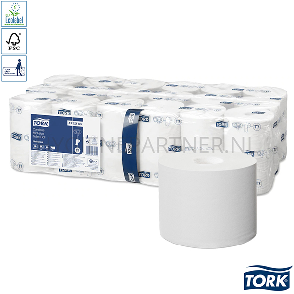 PA051035 Tork toiletpapier Mid-size hulsloos 1-laags Universal T7 wit