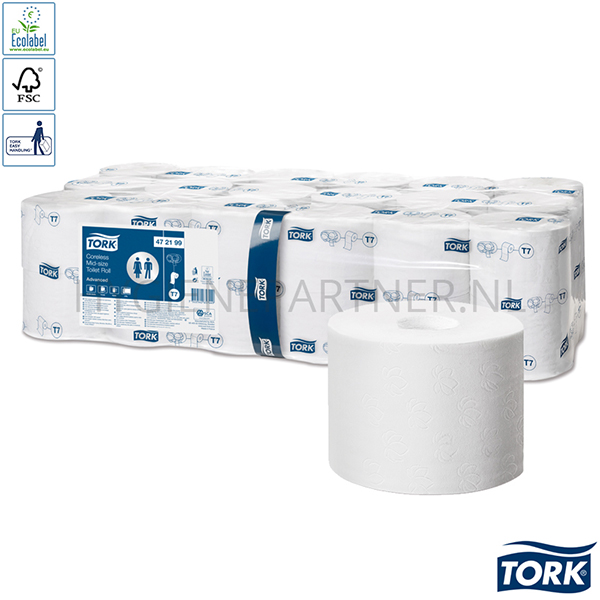 PA051036 Tork toiletpapier Mid-size hulsloos 2-laags Advanced T7 wit