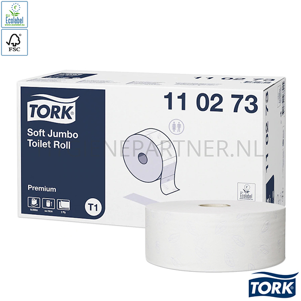 PA051037 Tork zacht toiletpapier Jumbo 2-laags Premium T1 wit