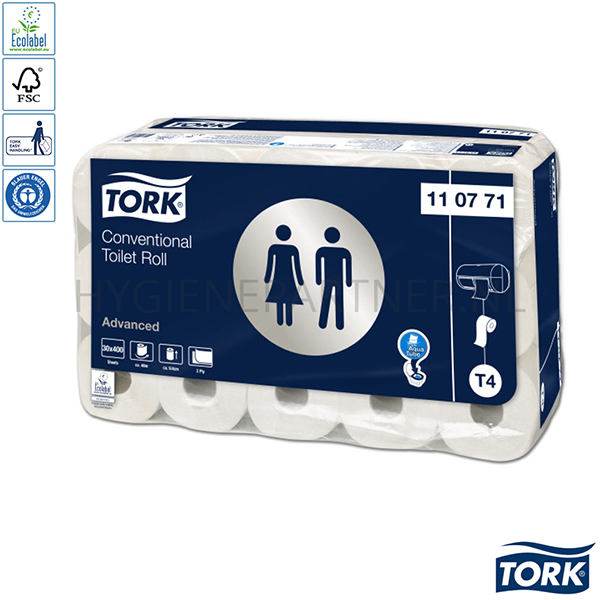 PA051038 Tork traditioneel toiletpapier 2-laags T4 Advanced wit