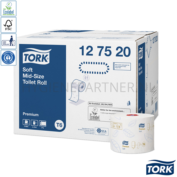 PA051039 Tork toiletpapier zacht Mid-size 2-laags T6 Premium wit