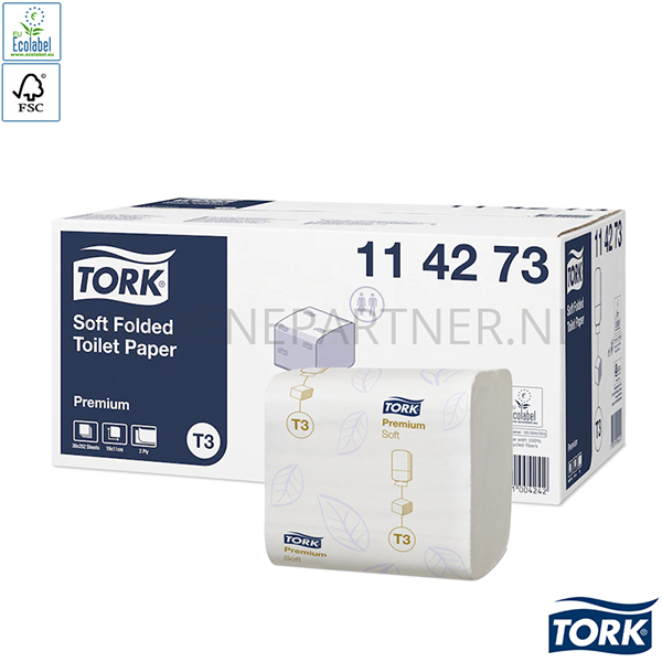 PA051045 Tork extra zacht gevouwen toiletpapier 2-laags premium T3 wit