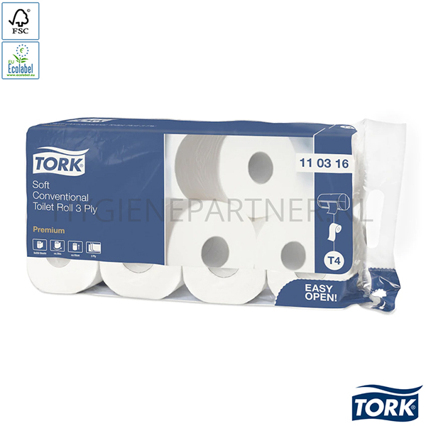PA051047 Tork Zacht Traditioneel toiletpapier 3-laags T4 250 vel wit