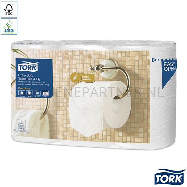 PA051049 Tork Extra Zacht Traditoneel toiletpapier 4-laags T4 153 vel wit