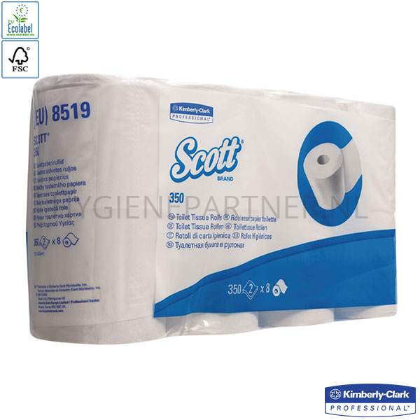 PA051054 Kimberly-Clark Scott Essential 8519 toiletpapier 2-laags 350 vel wit