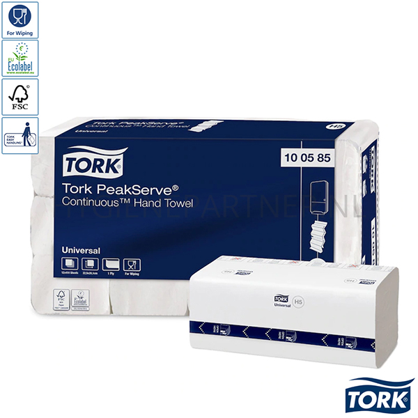PA101027 Tork PeakServe Continu handdoekpapier H5 1-laags wit