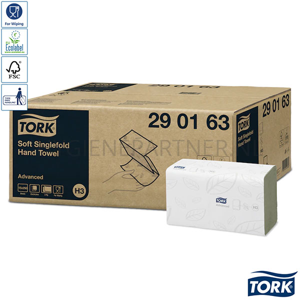 PA101033 Tork handdoekpapier Advanced H3 2-laags wit