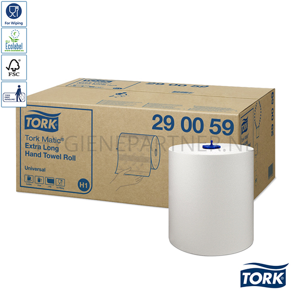 PA151027 Tork Matic handdoekrol extra lang Universal 1-laags H1 wit