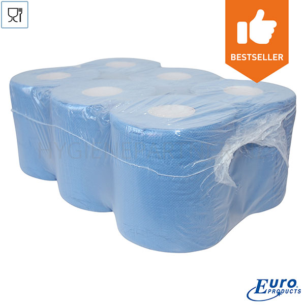 PA201004 Euro Products poetspapier midi 2-laags gerecycled 150 meter blauw