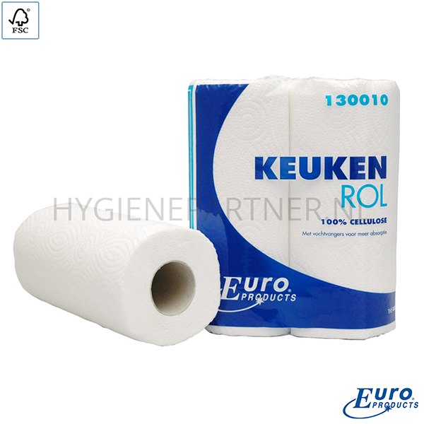 PA201012 Euro Products keukenrol 2-laags cellulose 22x23 cm wit