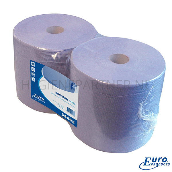 PA251005 Euro Products poetspapier industrierol 2-laags recycled 380 meter blauw