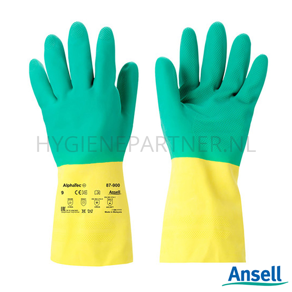 PB551027 Ansell AlphaTec 87-900 handschoen neopreen/rubberlatex chemiebestendig