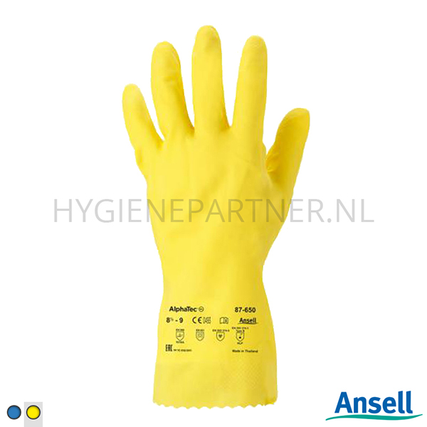 PB551106-60 Ansell AlphaTec 87-650 handschoen latex chemiebestendig geel