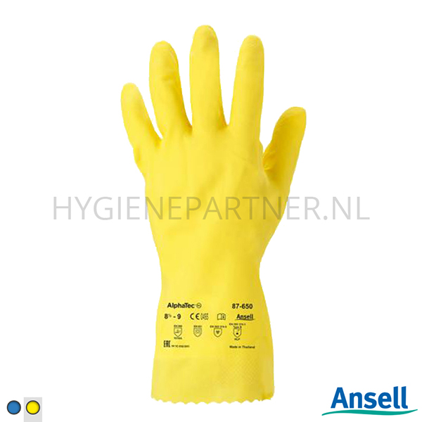 106394.060 Ansell AlphaTec 87-650 handschoen latex chemiebestendig geel