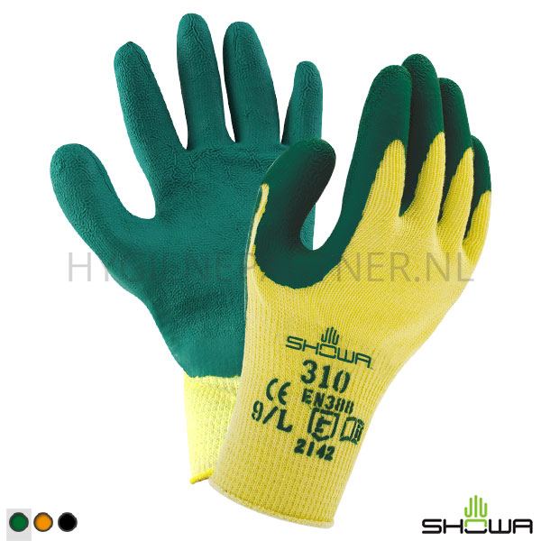 PB601003 Showa Grip 310 handschoen latex mechanische bescherming geel/groen