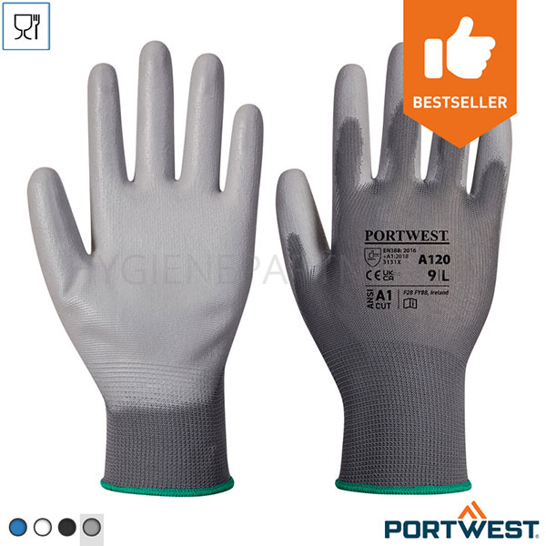 PB601085-95 Portwest A120 handschoen PU coating mechanische bescherming grijs