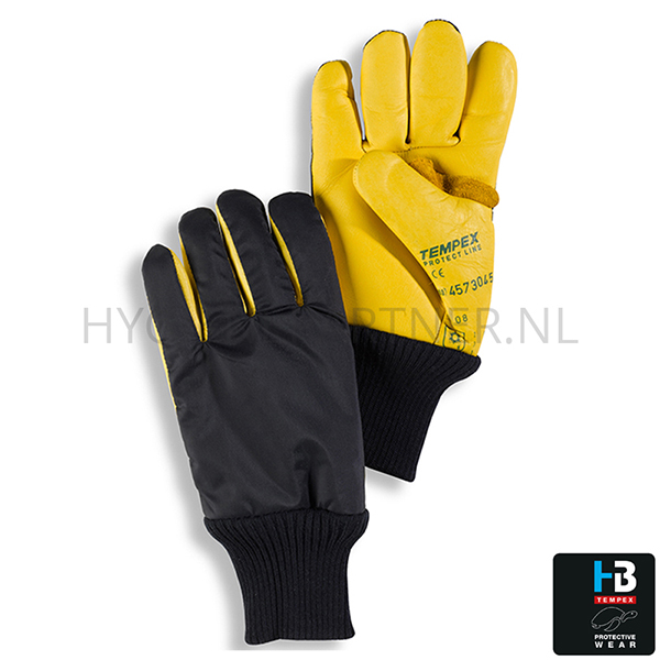 PB701042-60 HB Tempex handschoen koudebestendig leer marineblauw/geel