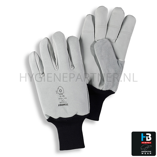 PB701061-95 HB Tempex handschoen koudebestendig leer gebreide pols grijs/zwart