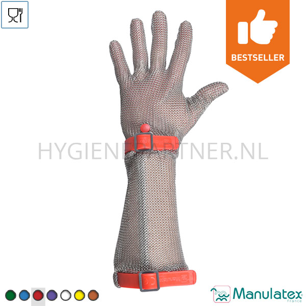 PB751086 Manulatex GCM metalen handschoen lang manchet RVS snijbestendig