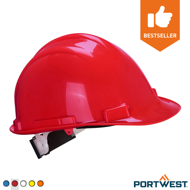 PB801040-40 Portwest PS57 Expert Base veiligheidshelm HDPE 4-punt draaiknop rood