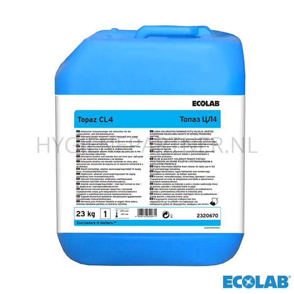 RD051152 Ecolab Topaz CL4 vloeibaar sterk chlooralkalisch reinigingsmiddel jerrycan 23 kg (BE)