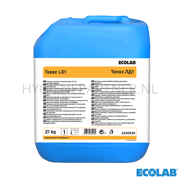 RD051111 Ecolab Topaz LD1 neutraal reinigingsmiddel met schuimversterker 10 kg