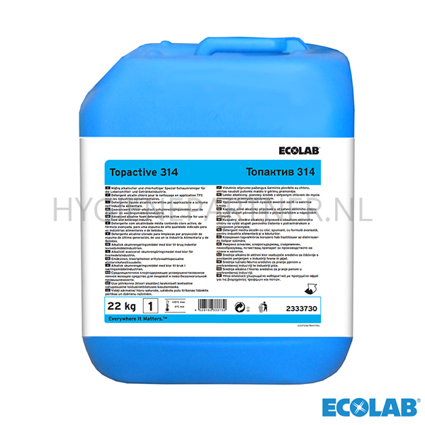 RD051119 Ecolab Topactive 314 sterk alkalisch chloorhoudend reinigingsmiddel 22 kg