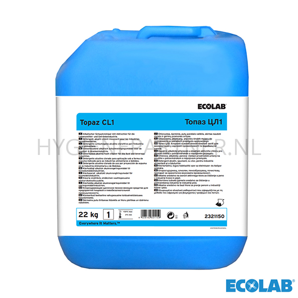 RD051144 Ecolab Topaz CL1 chloor alkalische schuimreiniger jerrycan 22 kg (BE)
