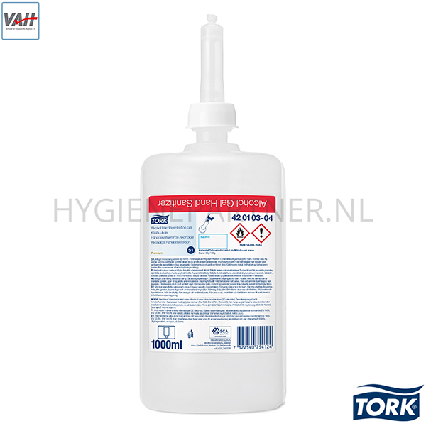 RD601111 Tork Alcohol Gel voor handdesinfectie Biocide S1 1000 ml