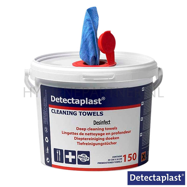 RD801017 Detectaplast Cleaning Towels reiniging- en desinfectiedoekjes blauw emmer 150 st