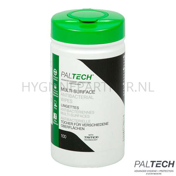 RD801021 PALTECH Multisurface Antibacterial Wipes reinigings- en desinfectiedoekjes wit