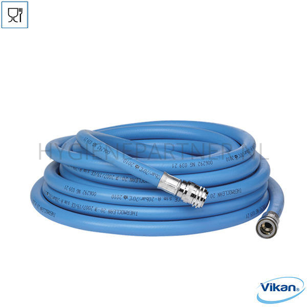 RT601066 Vikan 93353 reinigingsslang warmwater met koppelingen blauw 10 meter