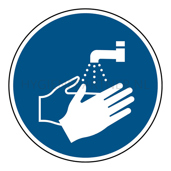 SB051647 Sticker hand wassen verplicht M011 rond