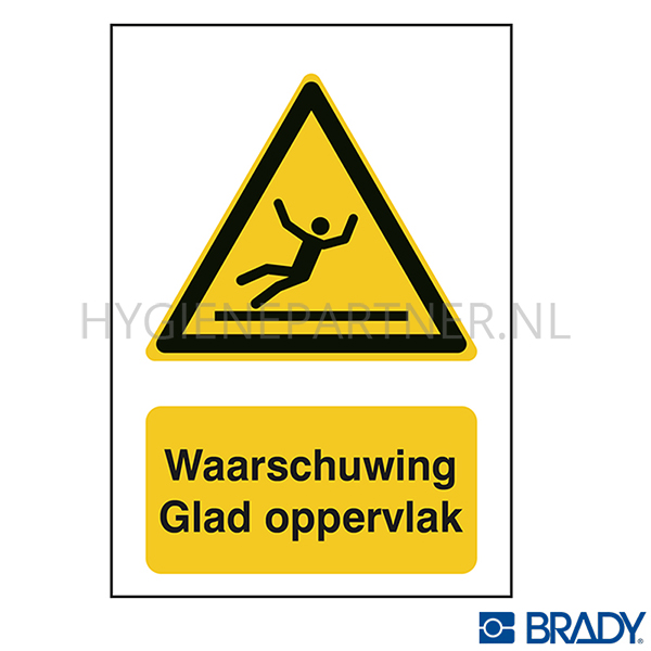 SB051908 Brady sticker pictogram waarschuwing glad oppervlak rechthoek liggend W011