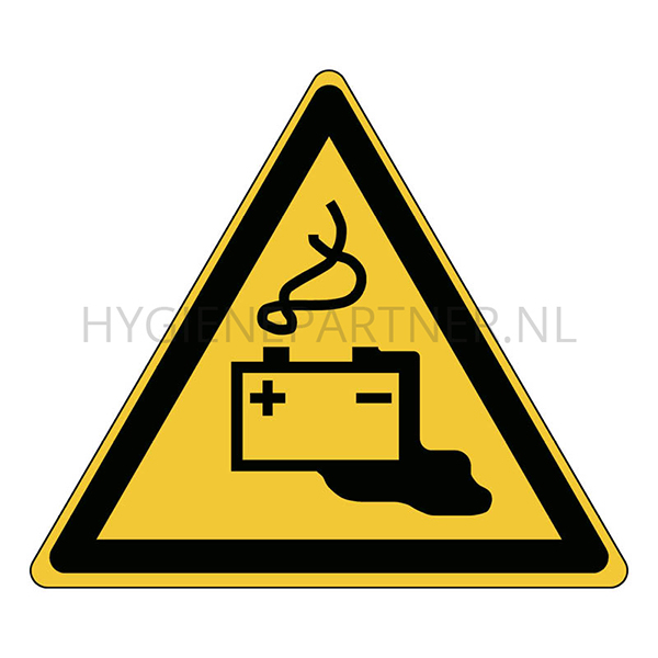 SB051956 Sticker waarschuwing gevaren door laden van accu W026 driehoek