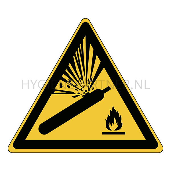 SB051970 Sticker waarschuwing gashouders onder druk W029 driehoek