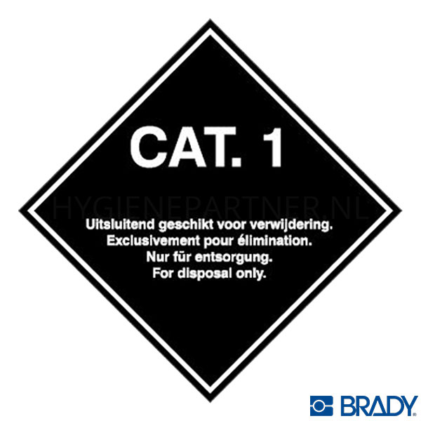 SB053582-90 Brady sticker Cat.1 transport van dierlijke bijproducten 100x100 mm