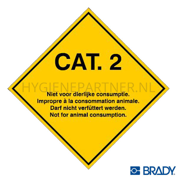 SB053585-60 Brady sticker Cat.2 transport van dierlijke bijproducten 100x100 mm