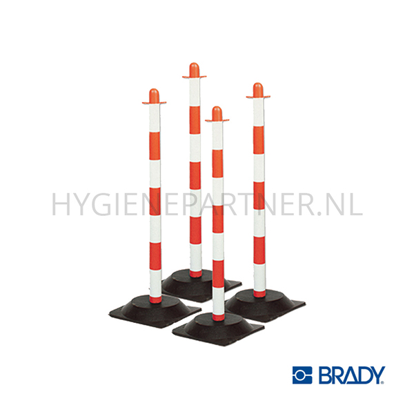 SB301057-08 Rood witte waarschuwingspaal Brady 900 mm inclusief rubber voetstuk