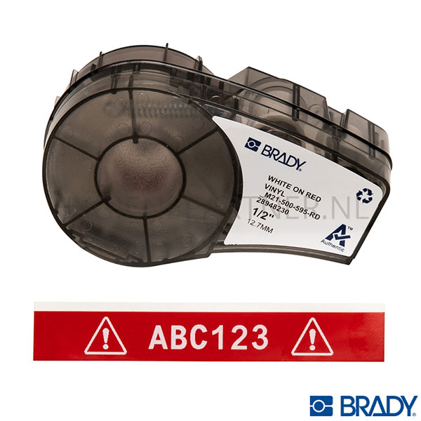 SB501032-40 Label Brady XC-500-595-RD-WT 12,7 mm rood op wit