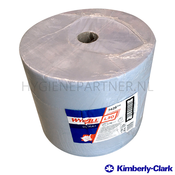 WM701106-30 Kimberly-Clark Wypall L30 Ultra 7426 poetspapier industrierol 38x37 cm blauw