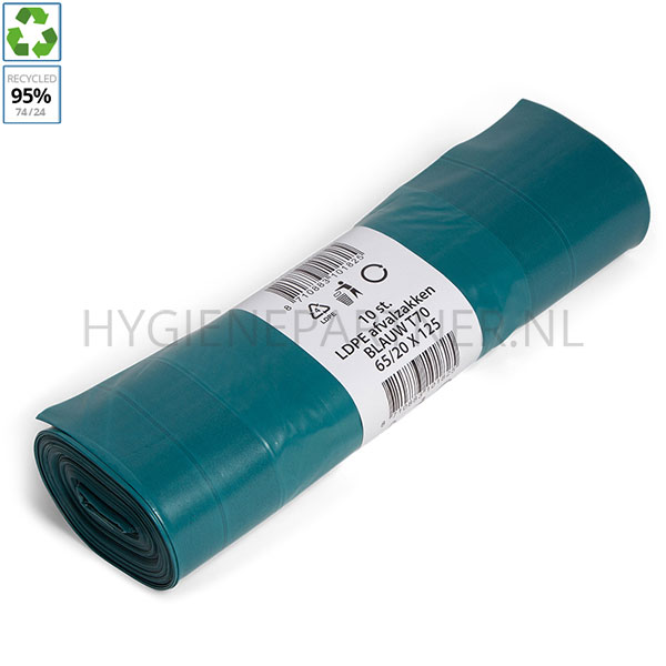 ZF051022 Afvalzakken blauw LDPE gerecycled T70 65x125 cm